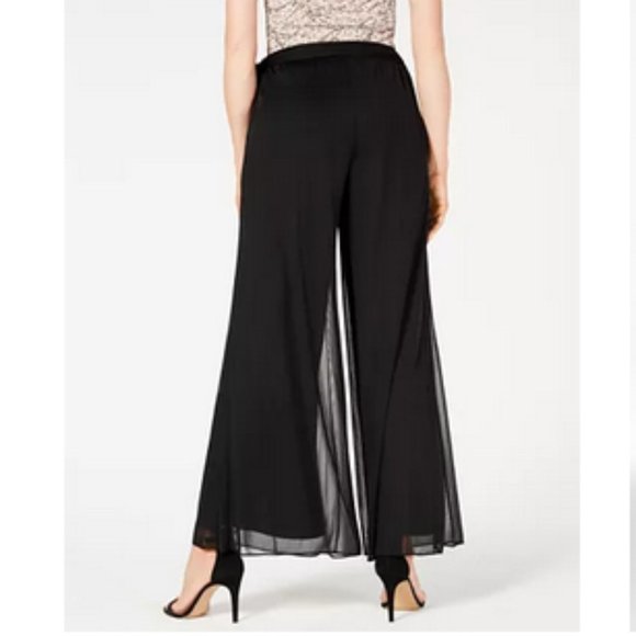 Alex Evenings Women's Wide Leg Chiffon Dress Pant Black L/ Regular - Picture 3 of 7